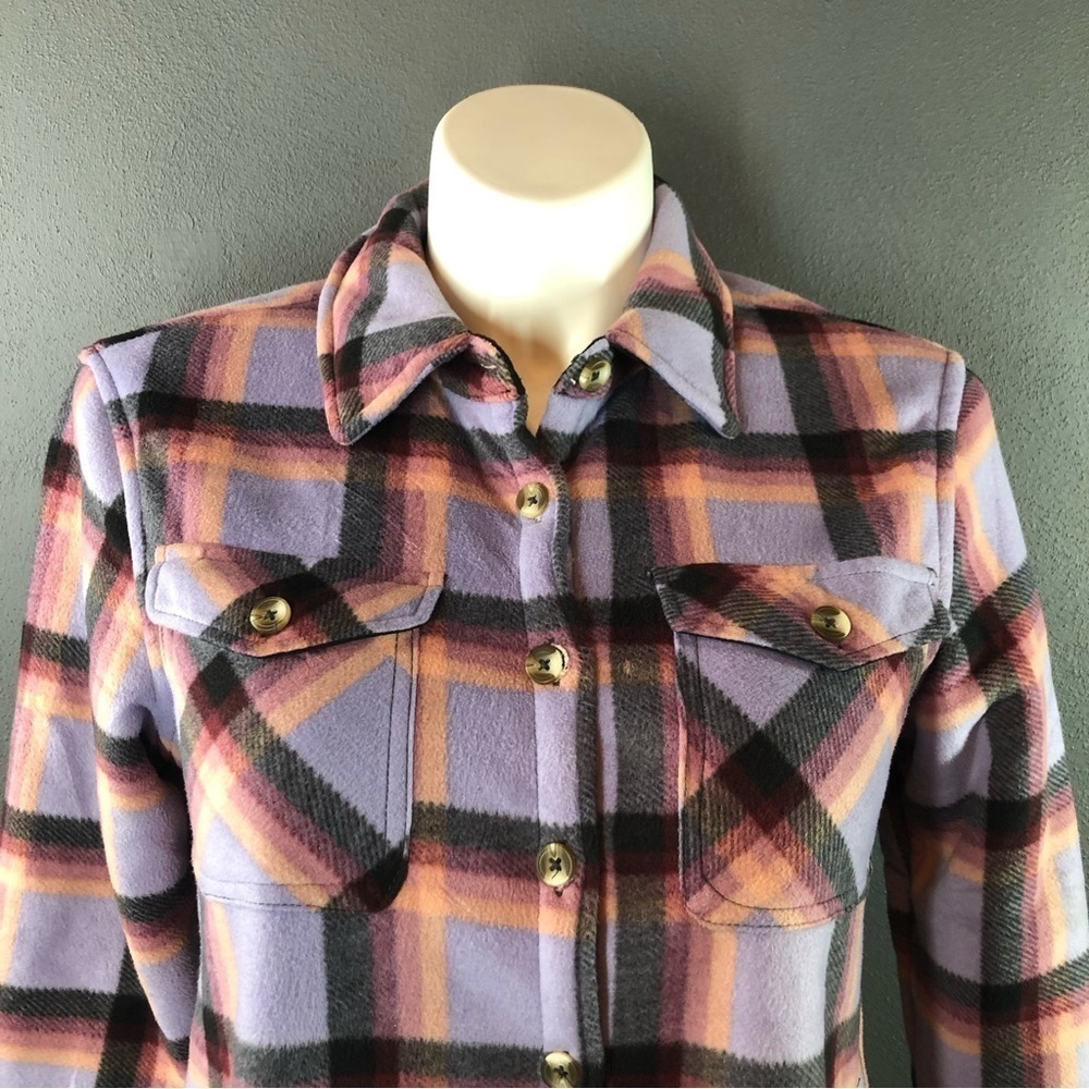 Sage Collective Long Sleeve Plaid Super Plush Sherpa Lined Fleece Shirt Jacket - Picture 5 of 11